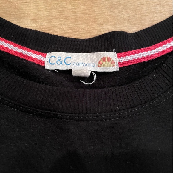 C&C California Women’s Black Red heart sweatshirt valentines day casual size L - Picture 6 of 8
